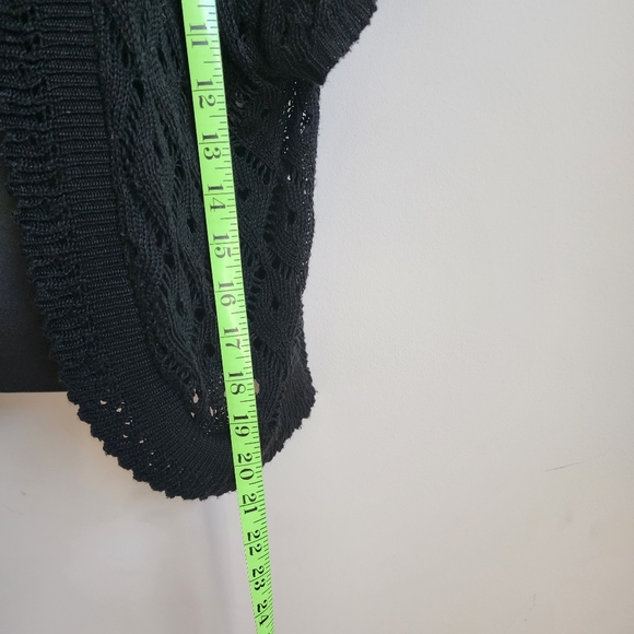 Sweet Kizz Black Loose Knit Sweater Open Front Short Sleeve Cardigan Shr… - Picture 4 of 13